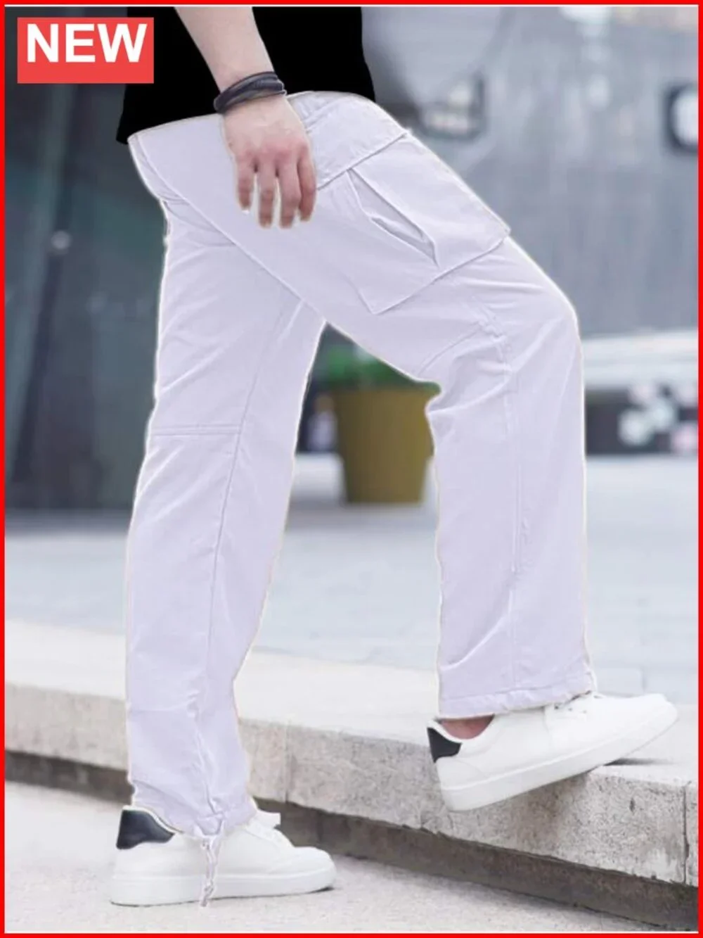 Men's Casual Joggers Pants Hiking Drawstring Cargo Straight Leg